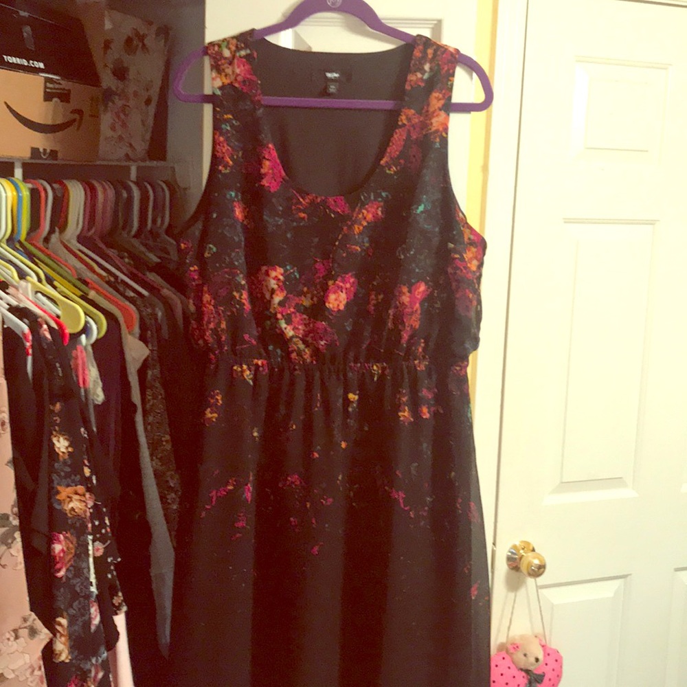 Black Floral High Low Dress